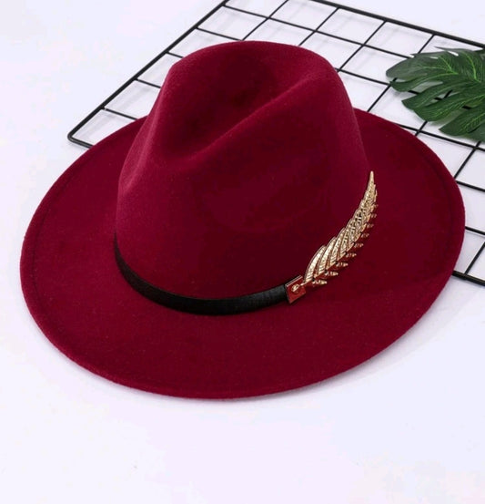 leaf belt fedora hat