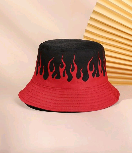 fire print bucket hat