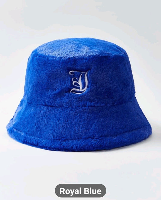 Embroidered fluffy bucket hat