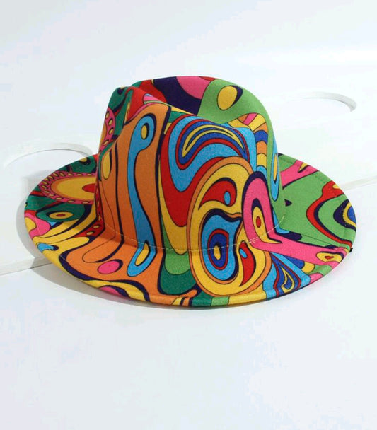 multi-colored fedora hat