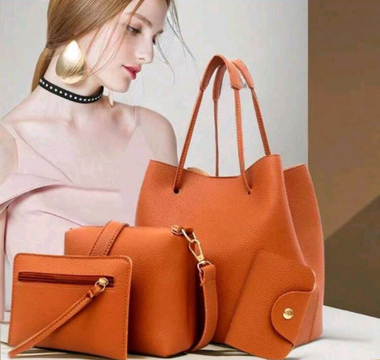 four piece brown combination purse set